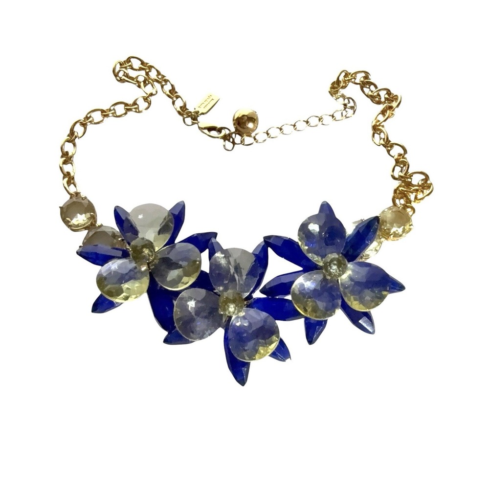 Kate Spade Blooming Brilliant Gold Tone Faux Crystal Flower Necklace 17"